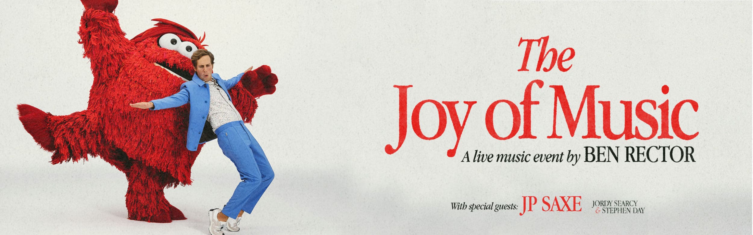 The Joy of Music tour, a live music event by Ben Rector with special guests JP Saxe, Jordy Searcy, and Stephen Day